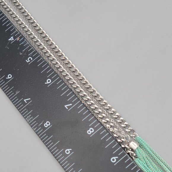 Charming charlie necklace long Multi strand green silver tone 32" - Picture 14 of 16